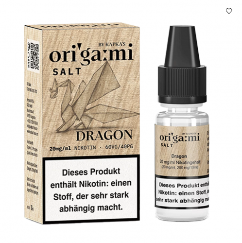 Kapka`s Flava Origami Dragon Nikotinsalz Liquid 10 ml / 20 mg