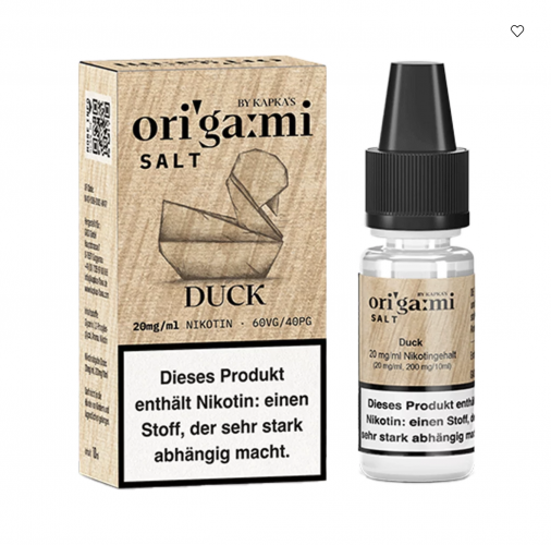 Kapka`s Flava Origami Duck Nikotinsalz Liquid 10 ml / 20 mg