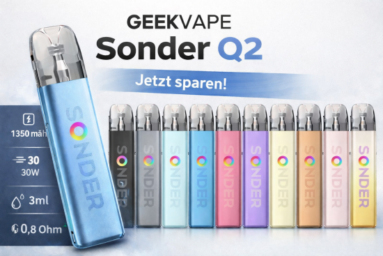 Geekvape Sonder Q2 Vape E-Zigaretten Starterset POD System 1.350 mAh 3.0 ml Misty Blue