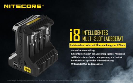 Nitecore Intellicharger I8 - Ladegerät für Li-Ion / Ni-MH / Ni-CD Akkus