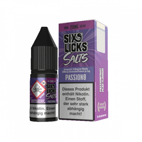 Six Licks PASSION8 Nikotinsalz SALT NIC Liquid 20 mg / 10 ml