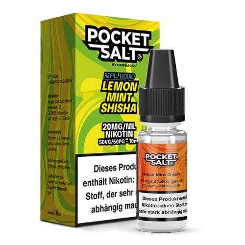 Pocket Salt LEMON MINT SHISHA by Drip Hacks NIC SALT Nikotinsalz Liquid 10 ml / 20 mg
