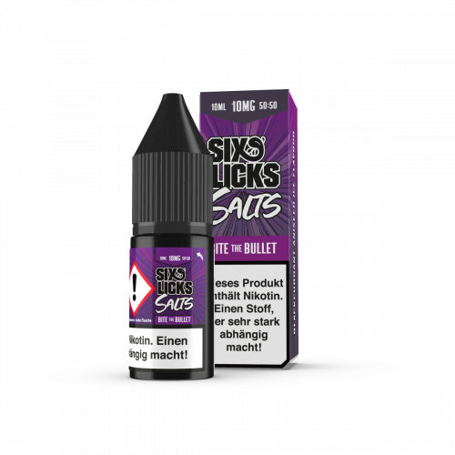 Six Licks BITE THE BULLET Nikotinsalz SALT NIC Liquid 20 mg / 10 ml