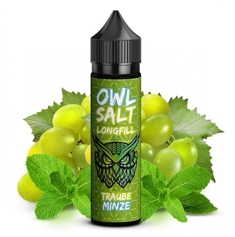 OWL SALT Traube Minze Aroma 10 ml in 60 ml Flasche – Longfill Aroma mit saftiger Traube und erfrischender Minze