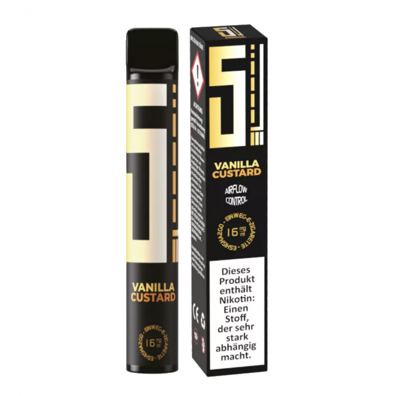 5EL VANILLA CUSTARD NIKOTINFREI Disposable Einweg POD System E-Zigarette Vape Pen Nic Salt 2.0 ml / 0 mg