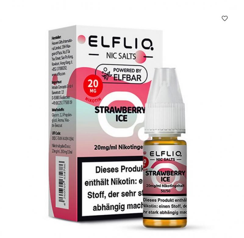 ELFBAR ELFLIQ STRAWBERRY ICE CREAM Nikotinsalz SALT NIC Liquid 20 mg / 10 ml