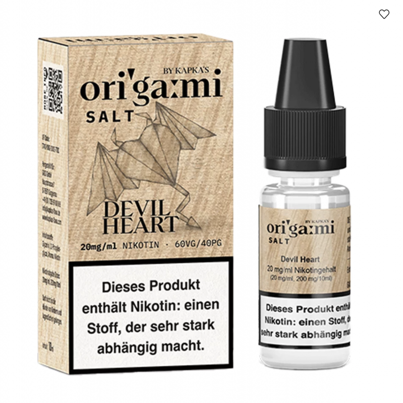 Kapka`s Flava Origami Devil Heart Nikotinsalz Liquid 10 ml / 20 mg