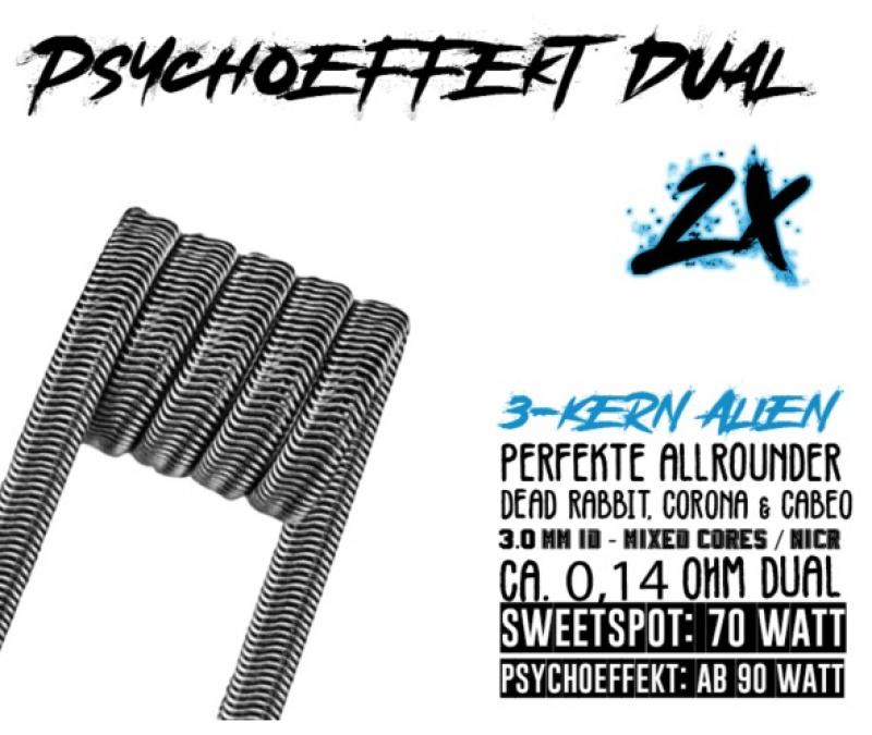 Psycho Coils Handmade Coils Psychoeffekt – 3-Kern Alien – DL – Handmade Coils 2 x 0.14 Ohm Dual