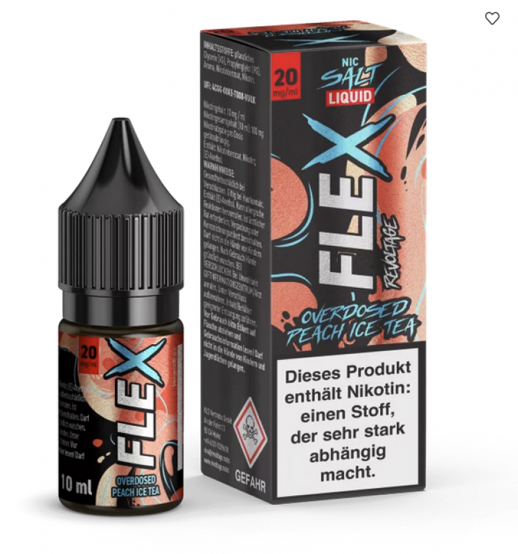 REVOLTAGE FLEX Overdosed Peach Ice Tea Nikotinsalz SALT NIC Liquid 20 mg / 10 ml