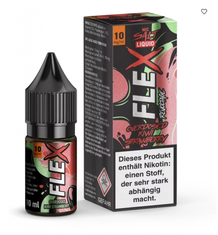 REVOLTAGE FLEX Overdosed Kiwi Strawberry Nikotinsalz SALT NIC Liquid 10 mg / 10 ml