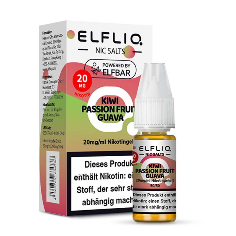 ELFBAR ELFLIQ KIWI PASSION FRUIT GUAVA Nikotinsalz SALT NIC Liquid 20 mg / 10 ml