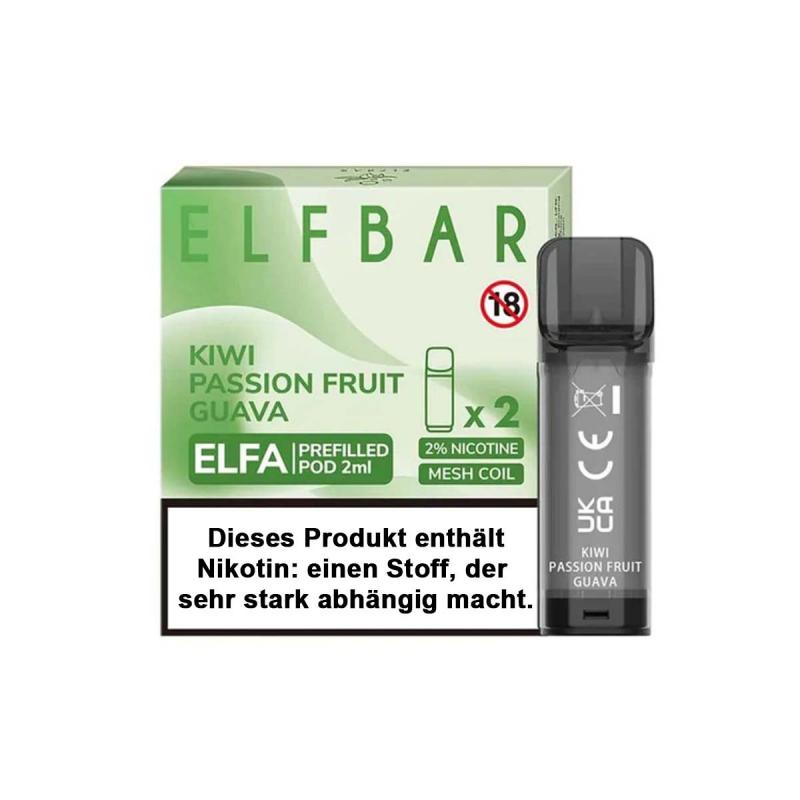 ELFA CP by ELFBAR KIWI PASSION FRUIT GUAVA Prefilled Pod 2-er Set 2.0 ml / 20 mg