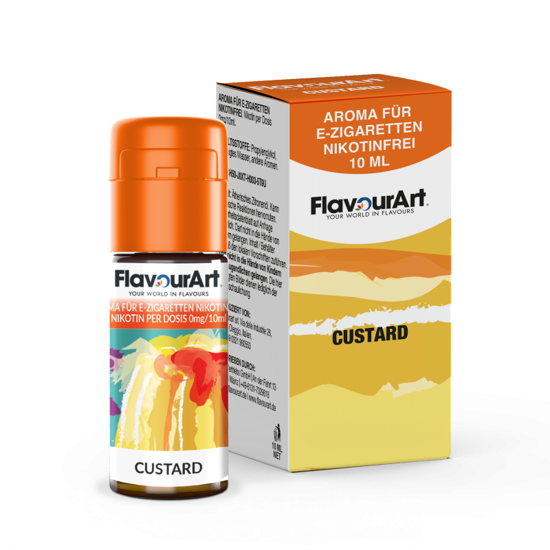FlavourArt E-Zigaretten-Aroma Custard mit Vanillepudding-Geschmack, 10 ml, nikotinfrei.