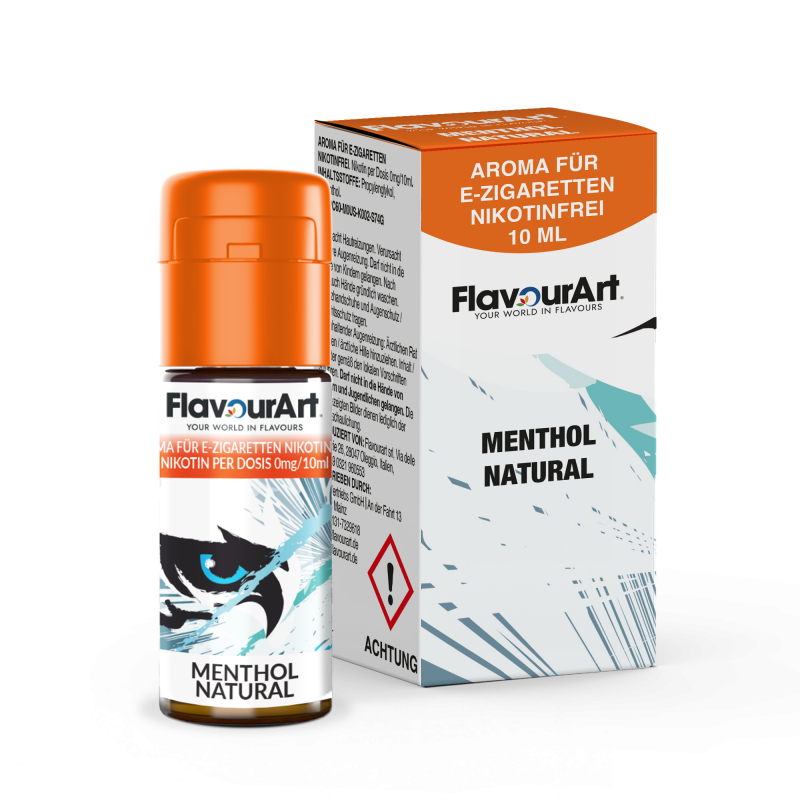 FlavourArt E-Zigaretten-Aroma Menthol Natural mit intensivem Menthol-Geschmack, 10 ml Flasche, nikotinfrei.