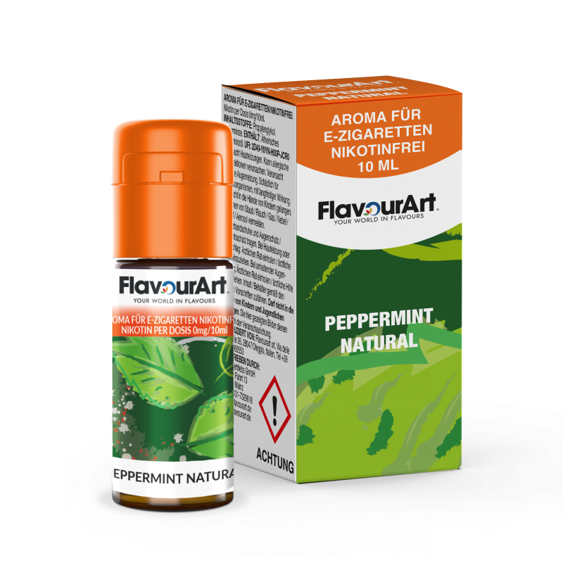 FlavourArt E-Zigaretten-Aroma Peppermint Natural mit natürlichem Pfefferminzgeschmack, 10 ml, nikotinfrei.
