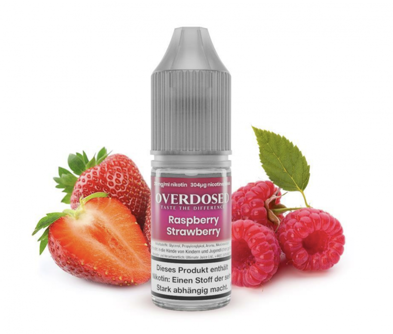 OVERDOSED Raspberry Strawberry Nikotinsalz SALT NIC Liquid 8 ml / 10 mg