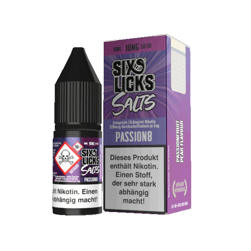 Six Licks PASSION8 Nikotinsalz SALT NIC Liquid 10 mg / 10 ml