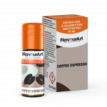 FlavourArt E-Zigaretten-Aroma Coffee Espresso mit starkem Kaffeegeschmack, 10 ml Flasche, nikotinfrei.